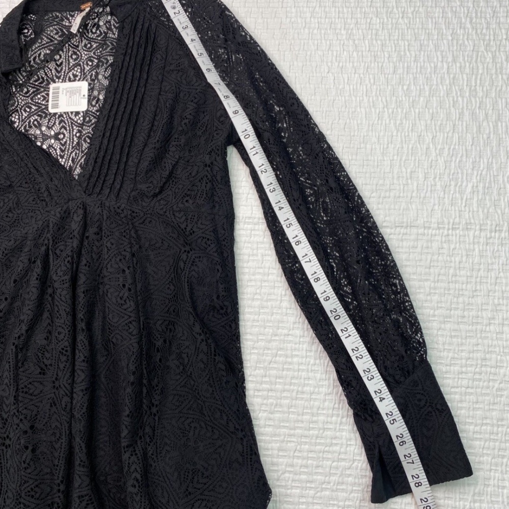 Free People Dress Women's Sz 10 Black Lace Flowy Boho Goth Witchcore Mini NWT LS - Picture 9 of 11
